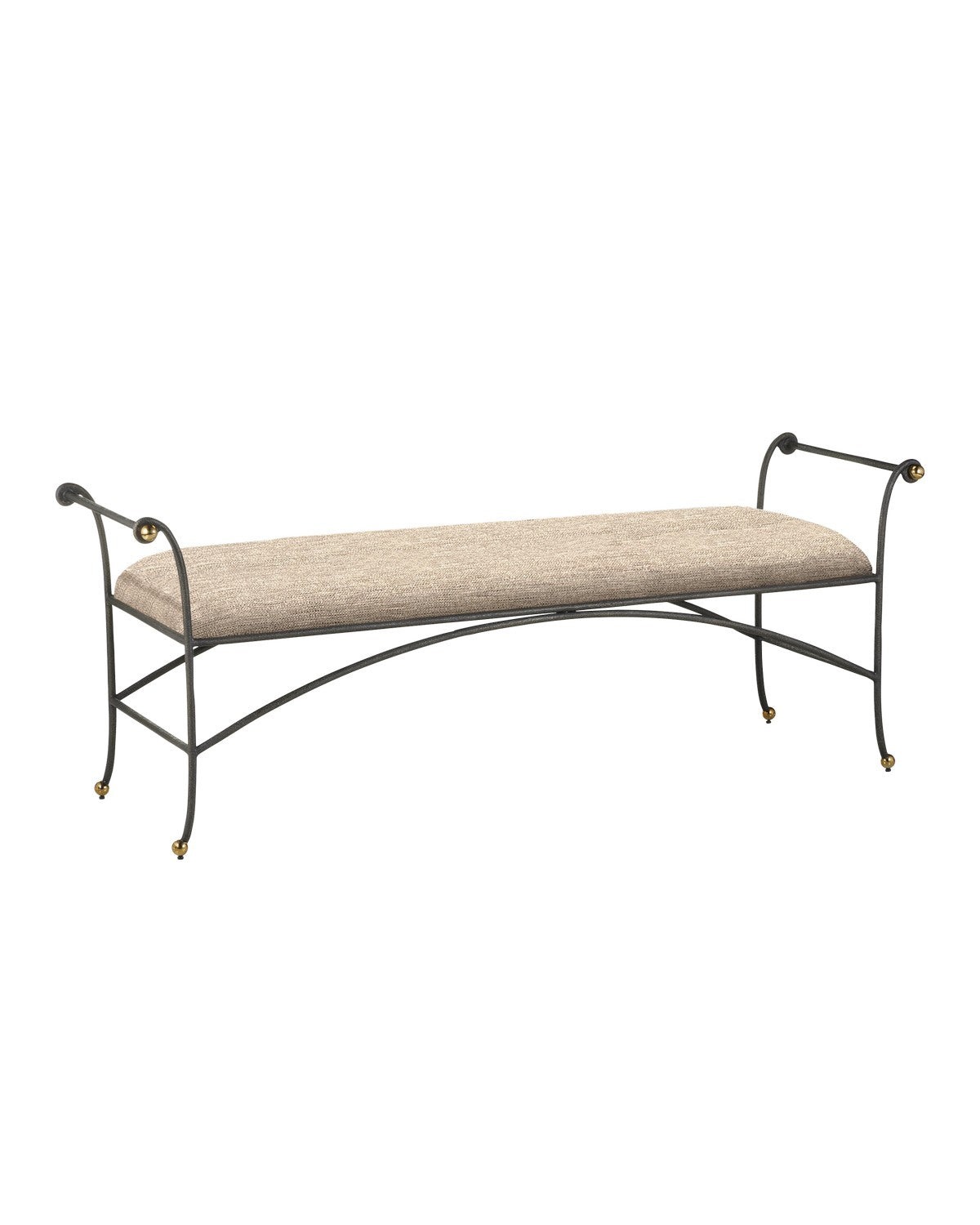 Currey and Company - 7000-0932 - Bench - Mabel Collection - Antique Black / Polished Brass
