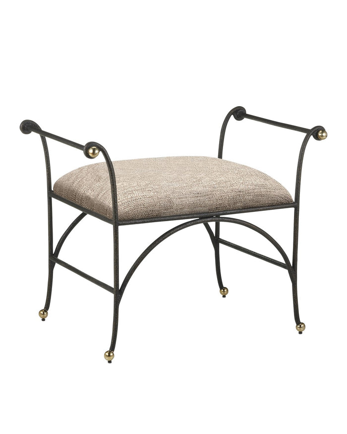 Currey and Company - 7000-0942 - Ottoman - Mabel - Antique Black/Polished Brass