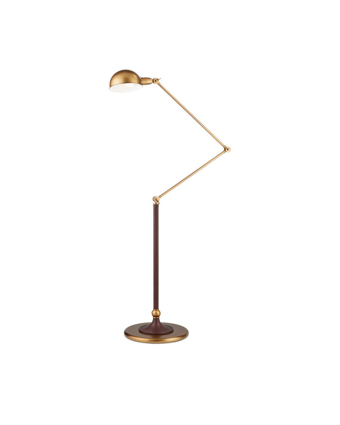 Currey and Company - 8000-0162 - LED Floor Lamp - Libretto Floor Lamp - Antique Brass / Brownish Red