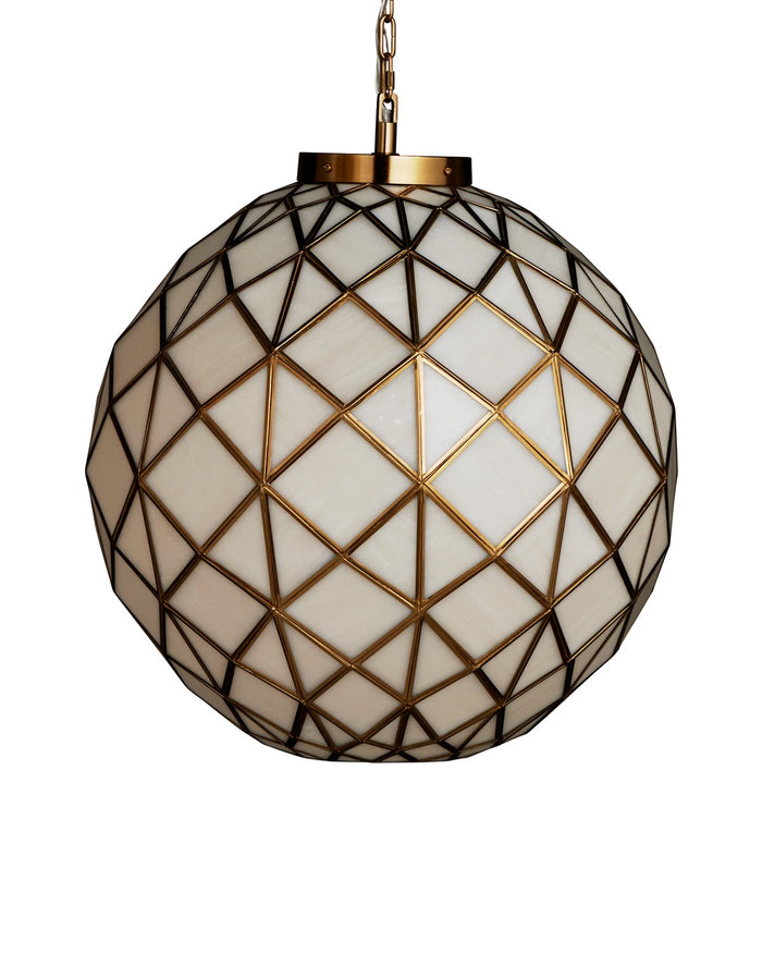 Currey and Company - 9000-1232 - One Light Pendant - Polyhedron Collection - White / Antique Brass