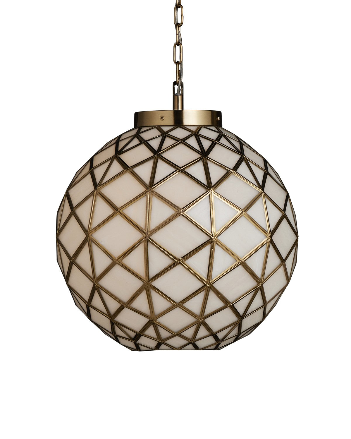 Currey and Company - 9000-1233 - One Light Pendant - Polyhedron Collection - White / Antique Brass