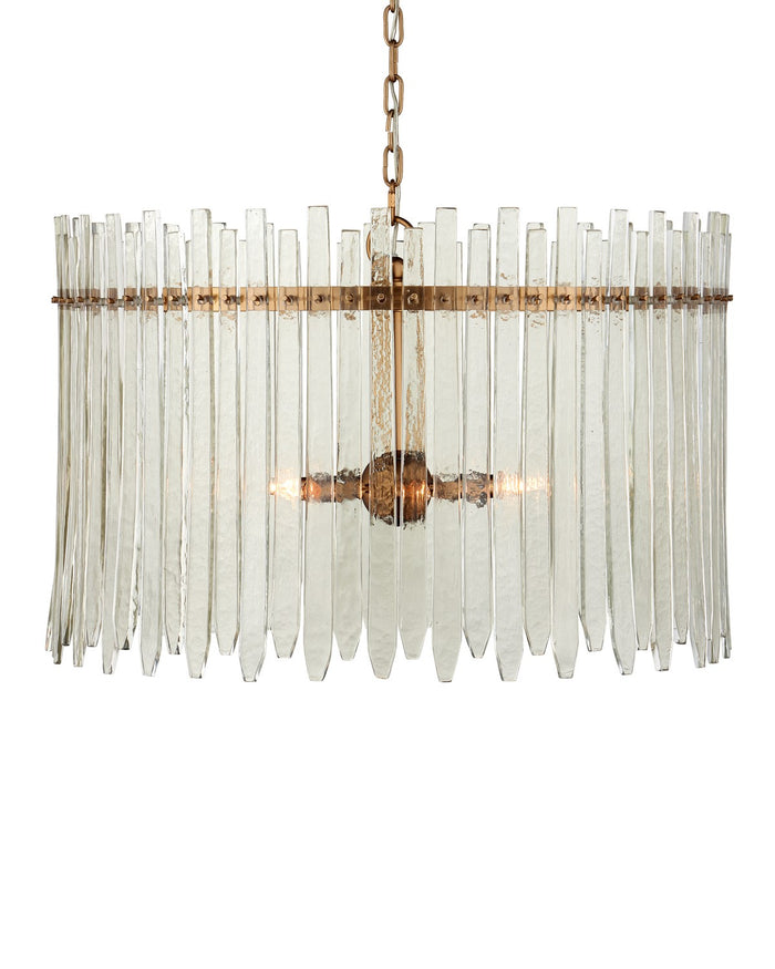 Currey and Company - 9000-1234 - Six Light Chandelier - Electra Collection - Clear / Antique Brass