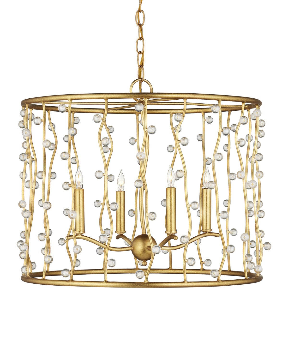 Currey and Company - 9000-1239 - Four Light Chandelier - Adagio Chandelier - Contemporary Gold Leaf / Contemporary Gold / Clear