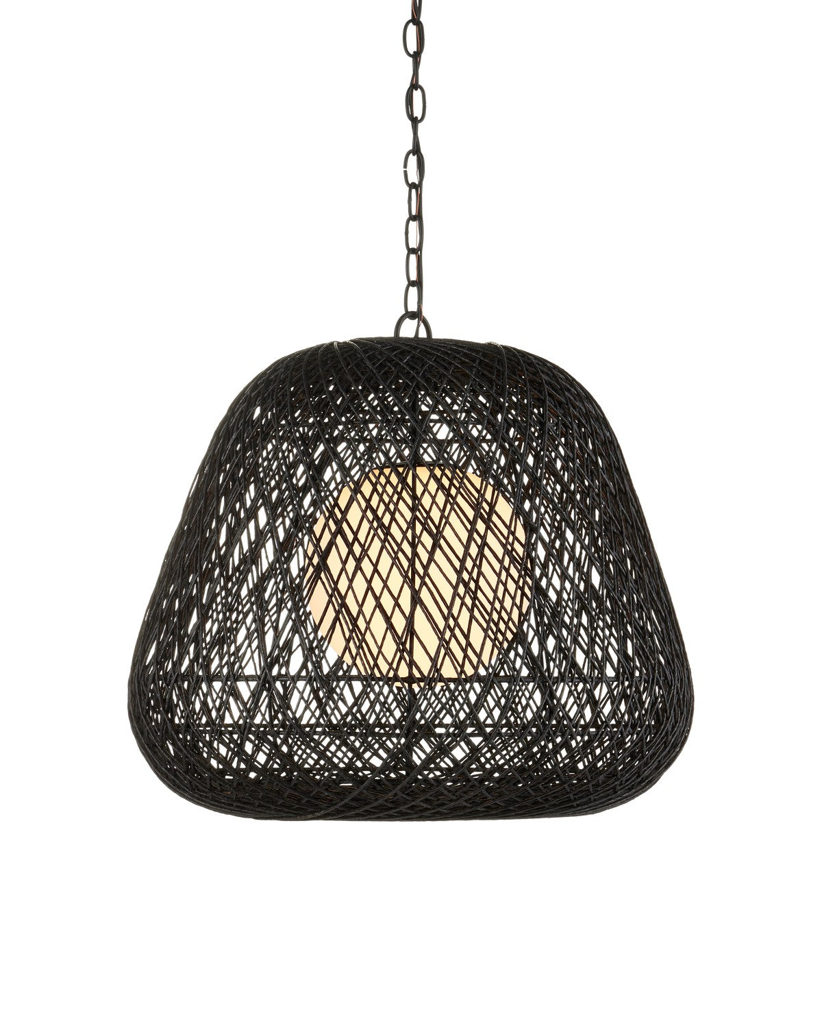 Currey and Company - 9000-1243 - One Light Pendant - Osbert - Black/Satin Black/White
