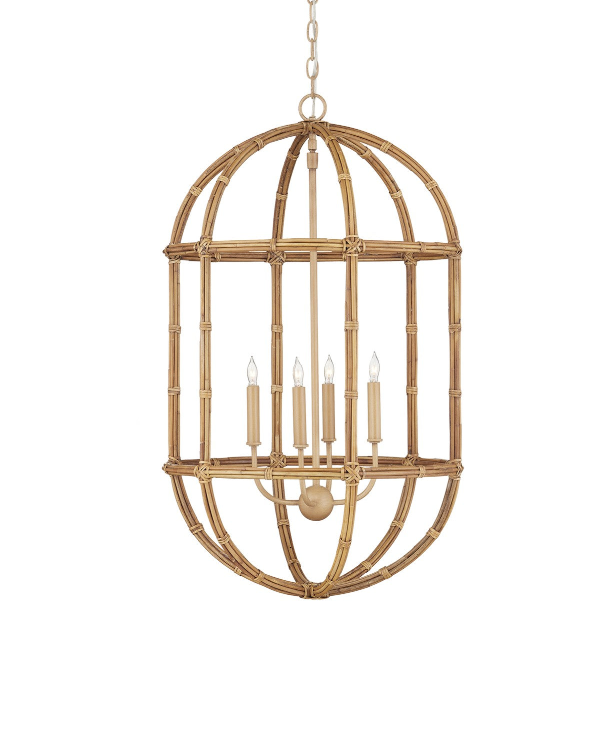 Currey and Company - 9000-1246 - Four Light Lantern - Charrette Lantern - Natural / Saddle Tan