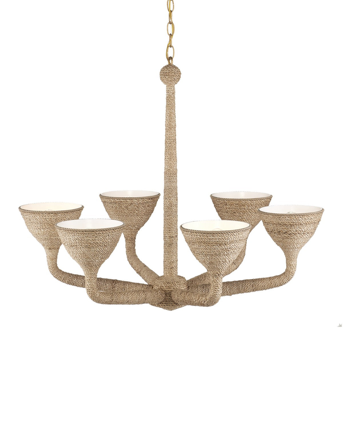 Currey and Company - 9000-1248 - Six Light Chandelier - Marbella Chandelier - Natural / Contemporary Gold / Sugar White