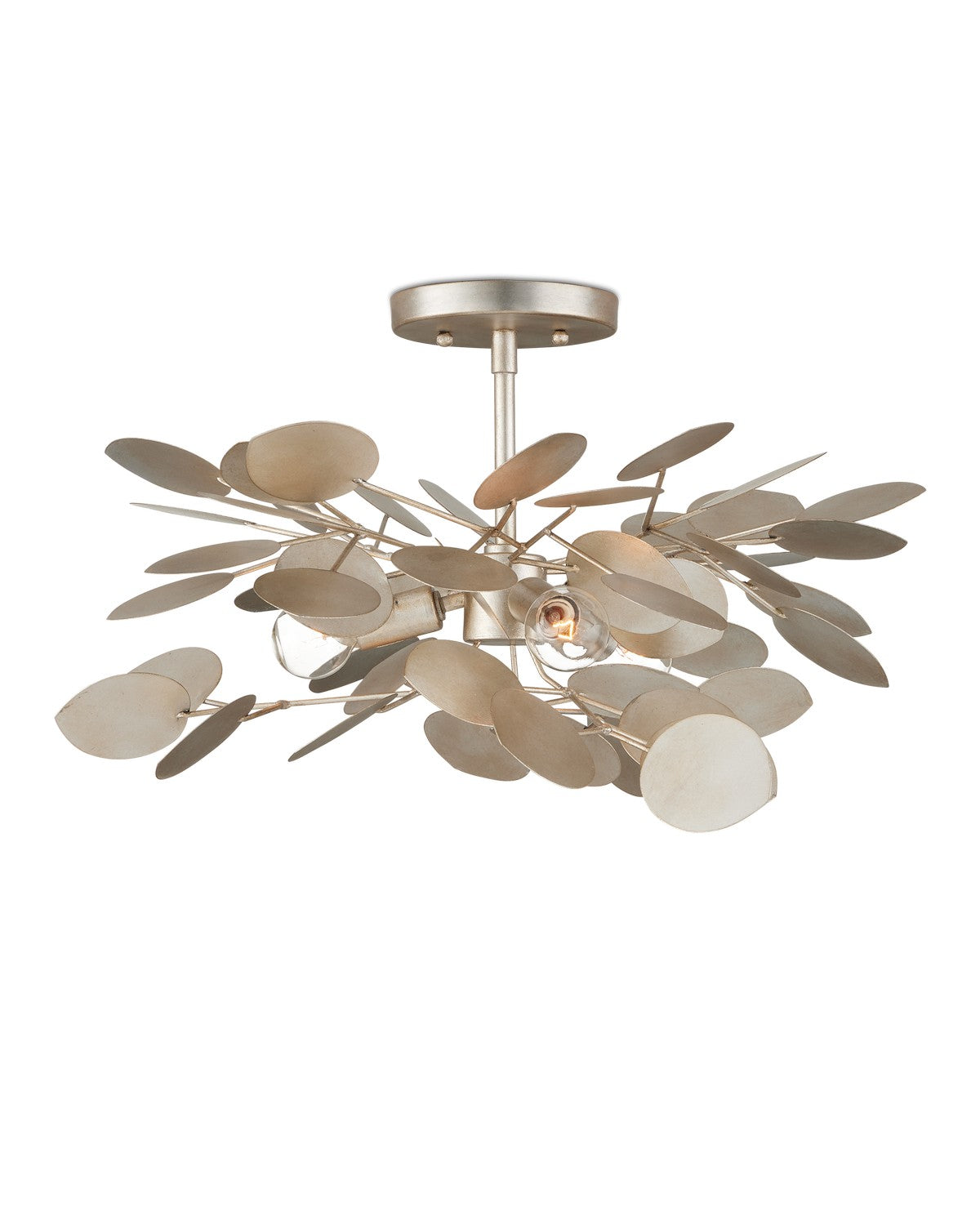 Currey and Company - 9000-1259 - Three Light Semi-Flush Mount - Lunaria Collection - Contemporary Silver Leaf