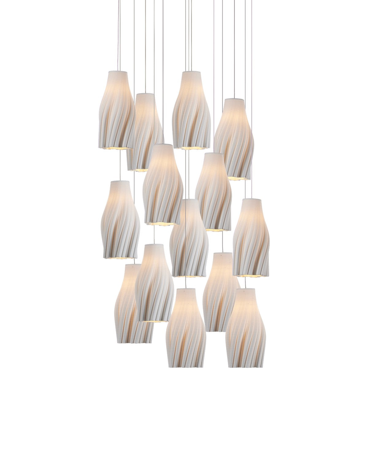 Currey and Company - 9000-1273 - 15 Light Pendant - Posh Collection - White / Silver