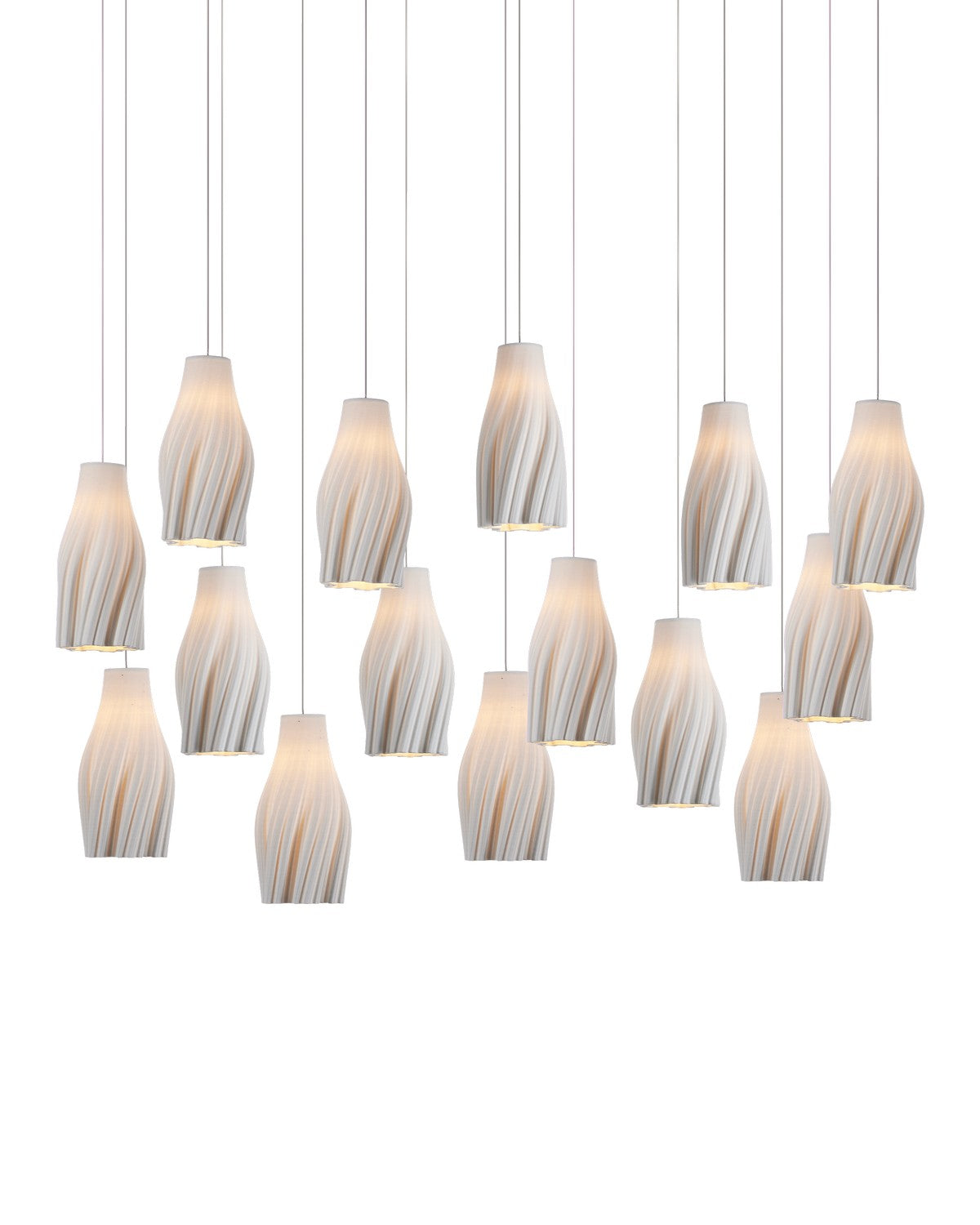 Currey and Company - 9000-1274 - 15 Light Pendant - Posh Collection - White / Silver