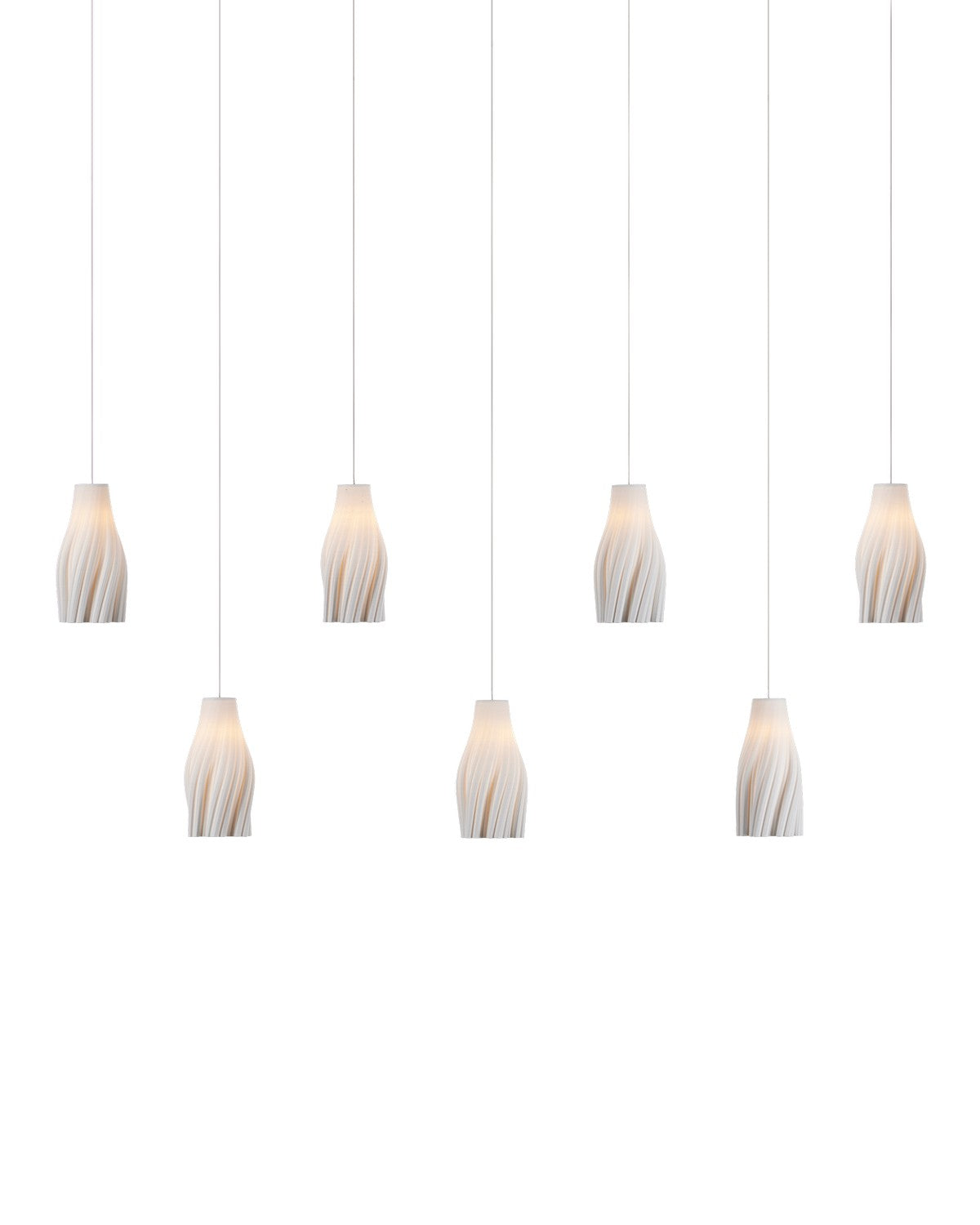 Currey and Company - 9000-1277 - Seven Light Linear Pendant - Posh Collection - White / Silver