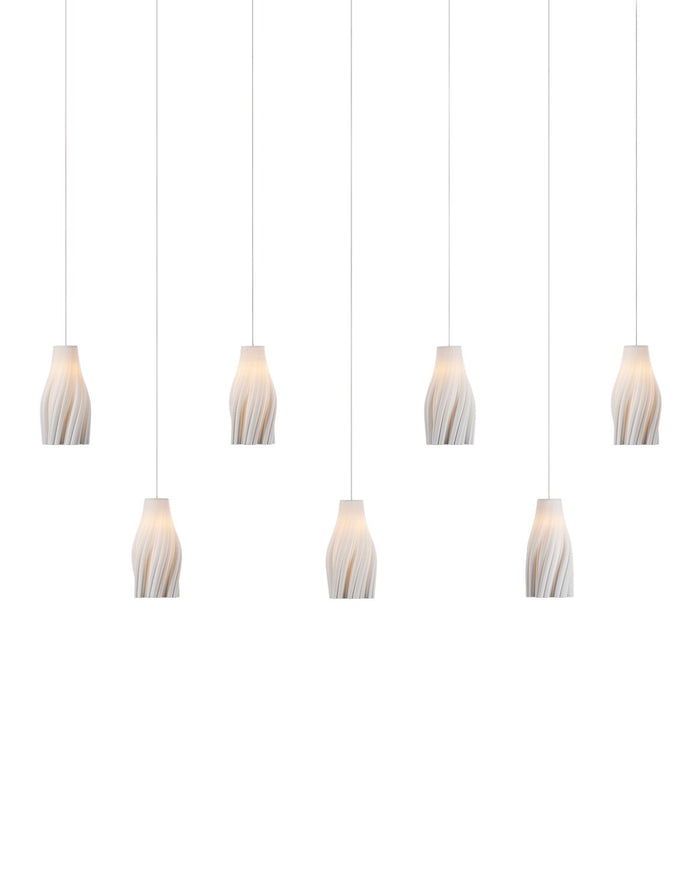 Currey and Company - 9000-1277 - Seven Light Linear Pendant - Posh Collection - White / Silver