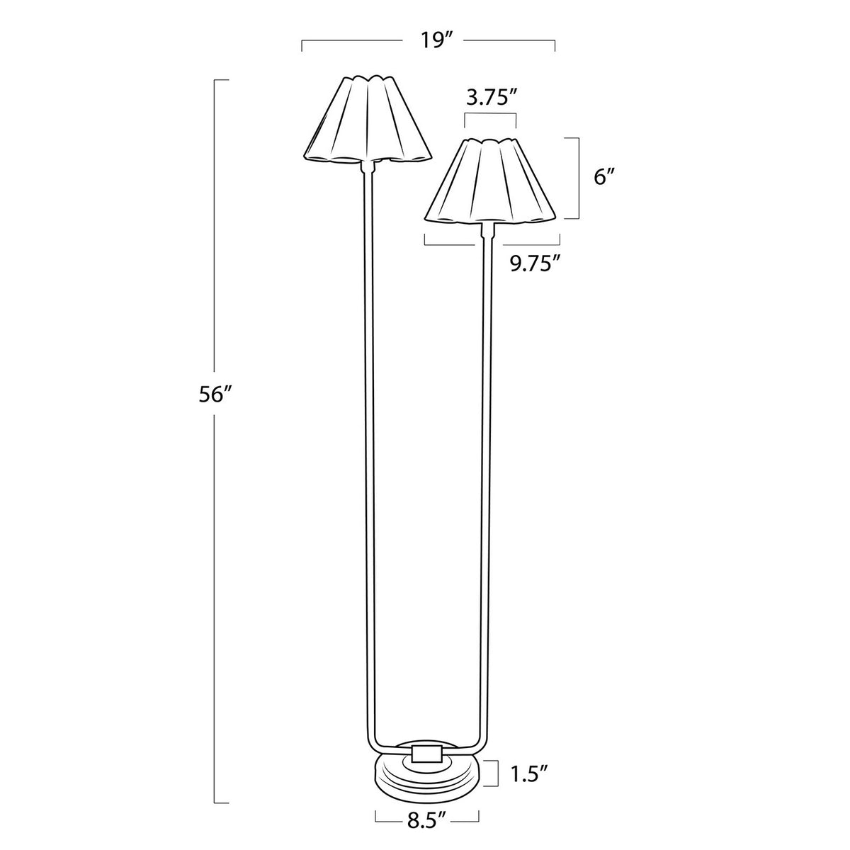 Regina Andrew - 14-1066BB-GRN - Two Light Floor Lamp - Polly - Blackened Brass