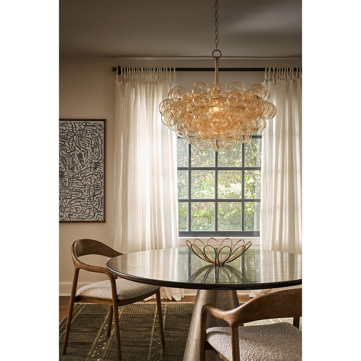 Regina Andrew - 16-1044NB-AMB - One Light Chandelier - Bubbles - Natural Brass
