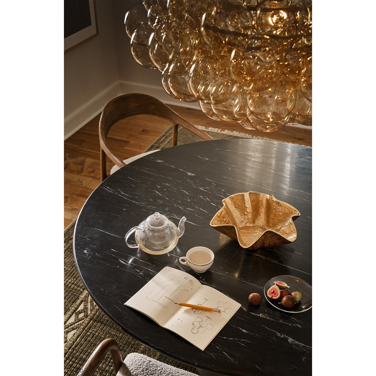 Regina Andrew - 16-1044NB-AMB - One Light Chandelier - Bubbles - Natural Brass