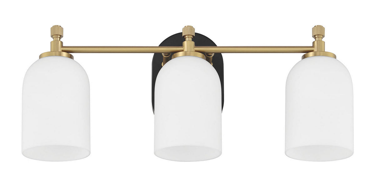 Craftmade - 60303-FBSB - Three Light Vanity - Council - Flat Black/Satin Brass