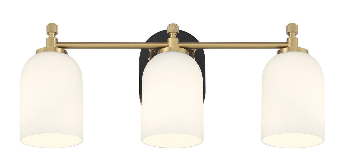 Craftmade - 60303-FBSB - Three Light Vanity - Council - Flat Black/Satin Brass