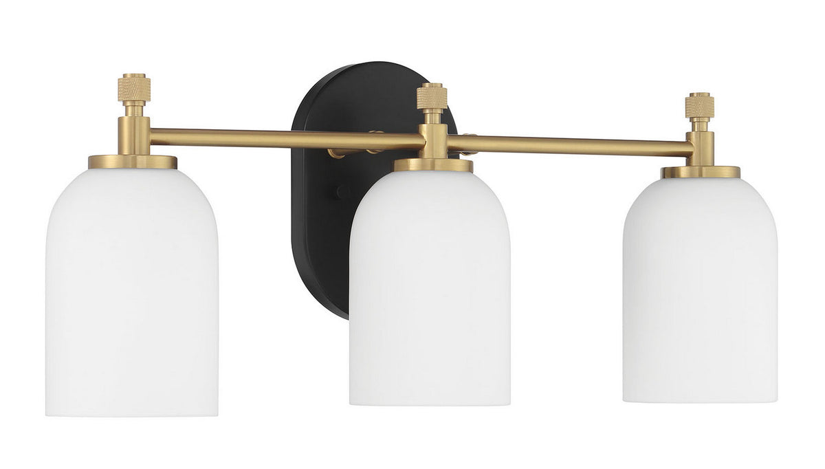 Craftmade - 60303-FBSB - Three Light Vanity - Council - Flat Black/Satin Brass