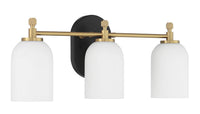 Craftmade - 60303-FBSB - Three Light Vanity - Council - Flat Black/Satin Brass