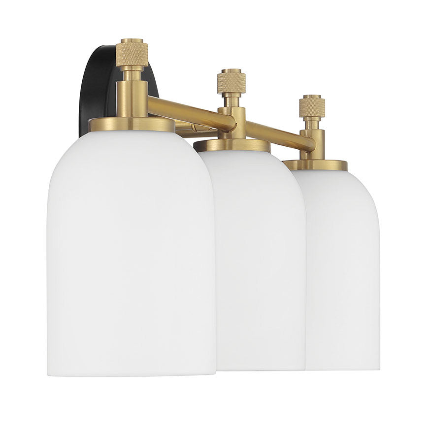 Craftmade - 60303-FBSB - Three Light Vanity - Council - Flat Black/Satin Brass