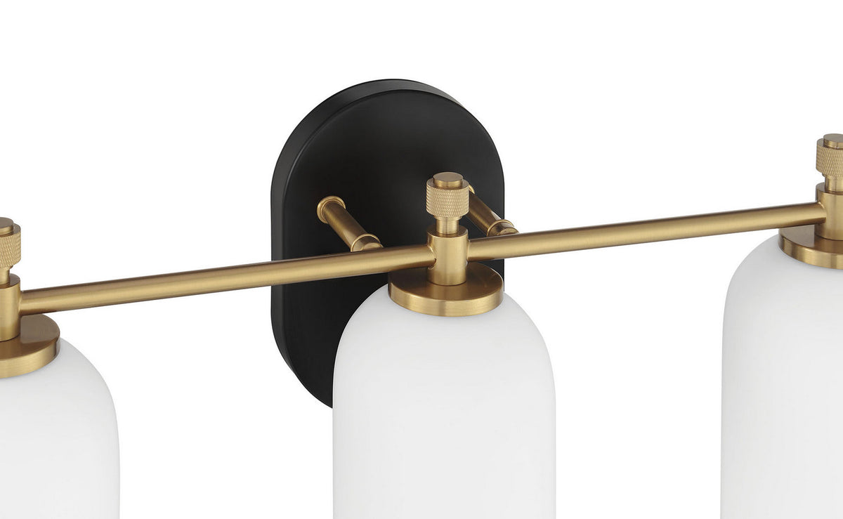 Craftmade - 60303-FBSB - Three Light Vanity - Council - Flat Black/Satin Brass