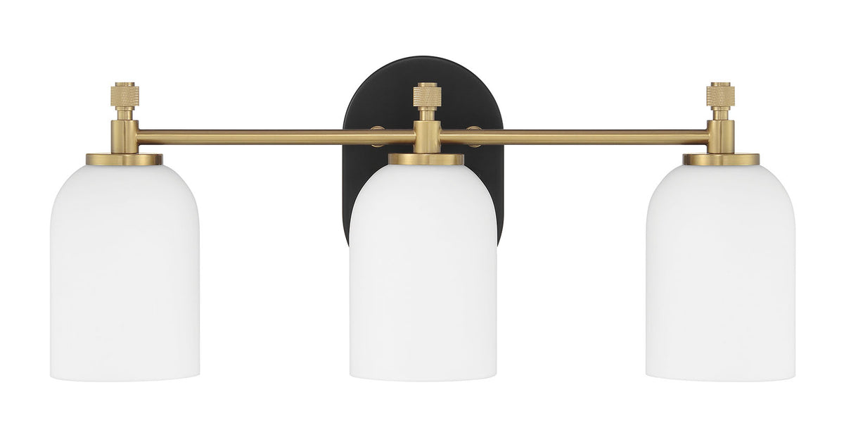 Craftmade - 60303-FBSB - Three Light Vanity - Council - Flat Black/Satin Brass