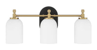 Craftmade - 60303-FBSB - Three Light Vanity - Council - Flat Black/Satin Brass