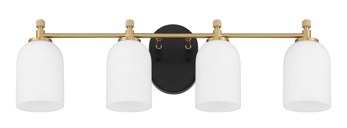Craftmade - 60304-FBSB - Four Light Vanity - Council - Flat Black/Satin Brass