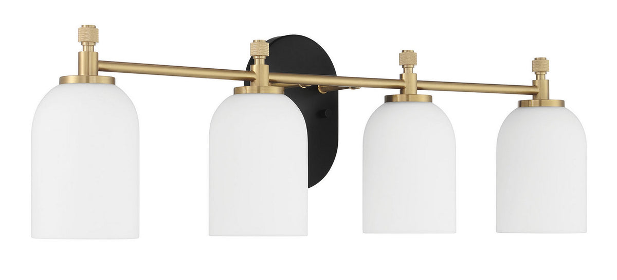 Craftmade - 60304-FBSB - Four Light Vanity - Council - Flat Black/Satin Brass