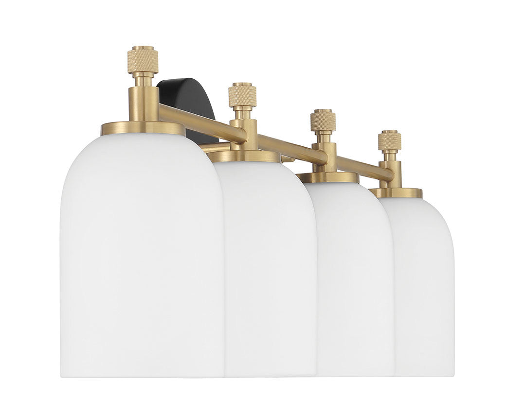 Craftmade - 60304-FBSB - Four Light Vanity - Council - Flat Black/Satin Brass