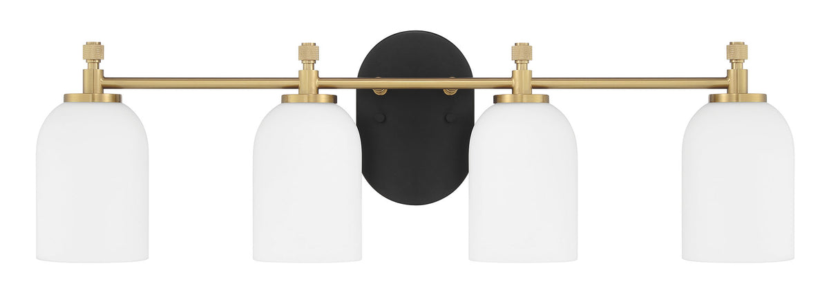 Craftmade - 60304-FBSB - Four Light Vanity - Council - Flat Black/Satin Brass