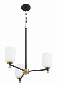 Craftmade - 60323-FBSB - Three Light Chandelier - Council - Flat Black/Satin Brass