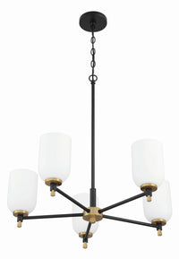 Craftmade - 60325-FBSB - Five Light Chandelier - Council - Flat Black/Satin Brass