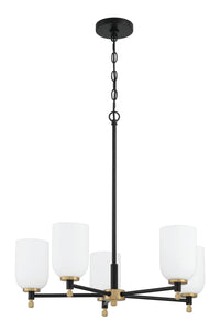 Craftmade - 60325-FBSB - Five Light Chandelier - Council - Flat Black/Satin Brass