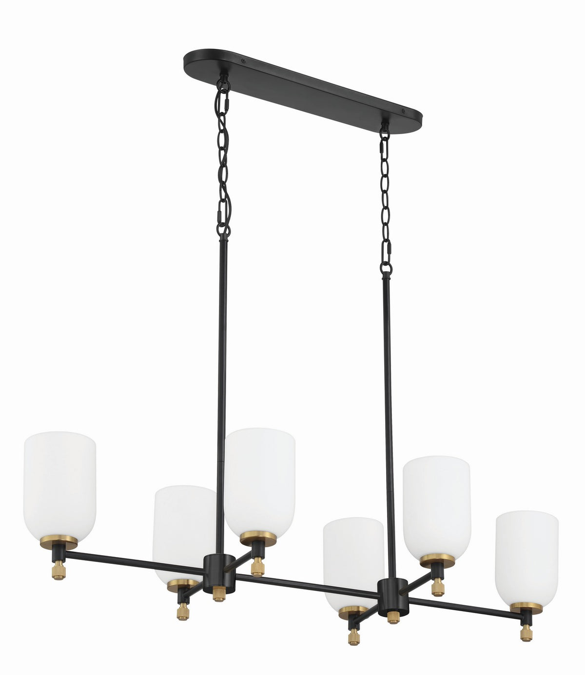 Craftmade - 60376-FBSB - Six Light Island Pendant - Council - Flat Black/Satin Brass