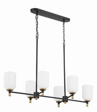 Craftmade - 60376-FBSB - Six Light Island Pendant - Council - Flat Black/Satin Brass