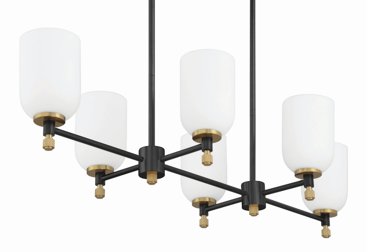 Craftmade - 60376-FBSB - Six Light Island Pendant - Council - Flat Black/Satin Brass