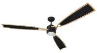 Craftmade - VIA72FBSB3 - 72" Ceiling Fan - Viva - Flat Black/Satin Brass