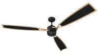 Craftmade - VIA72FBSB3 - 72" Ceiling Fan - Viva - Flat Black/Satin Brass