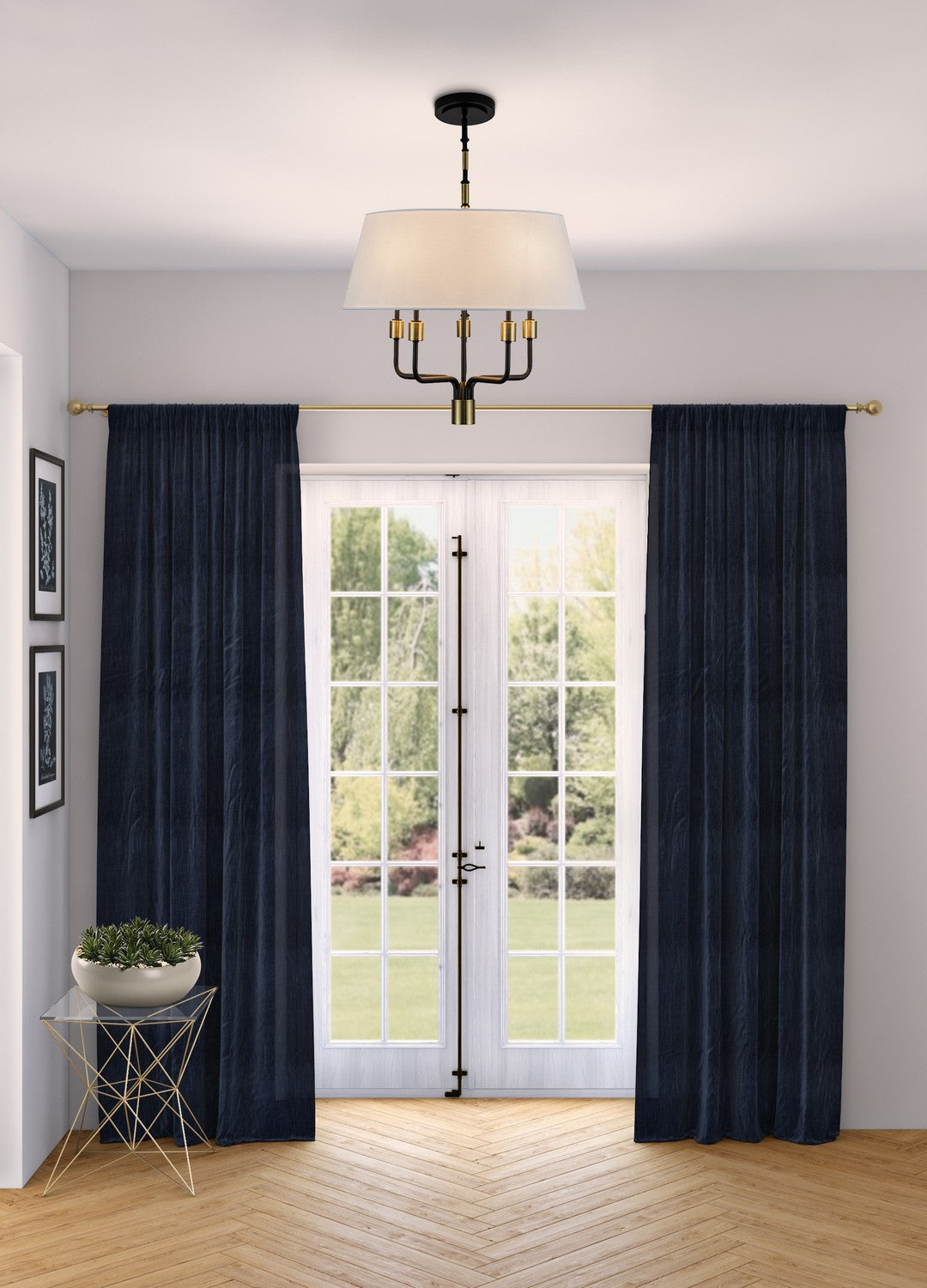 Artcraft - AC12035BB - Five Light Pendant - Providence - Black, Brushed Brass