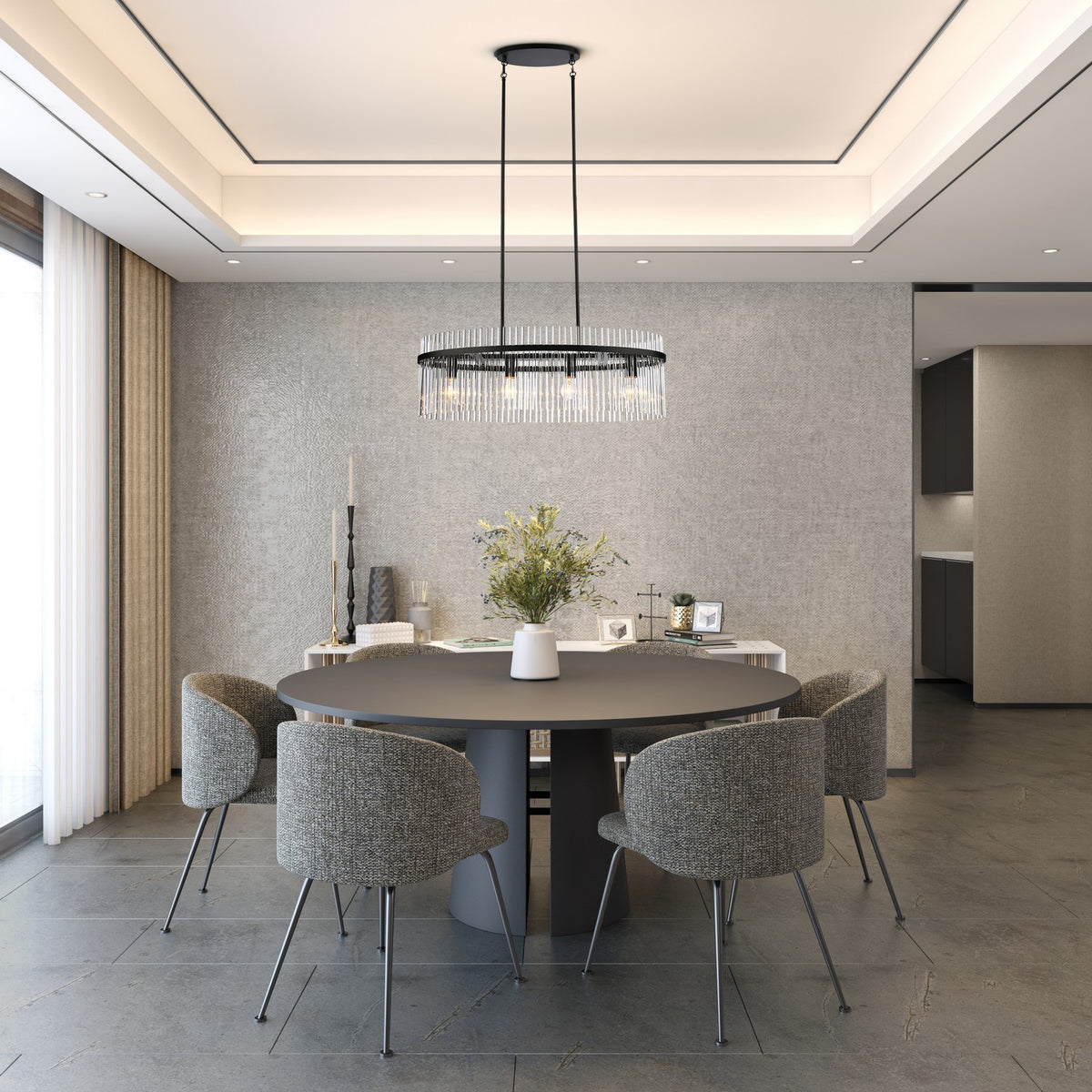 Artcraft - AC12084BK - Four Light Island Pendant - Ava - Black
