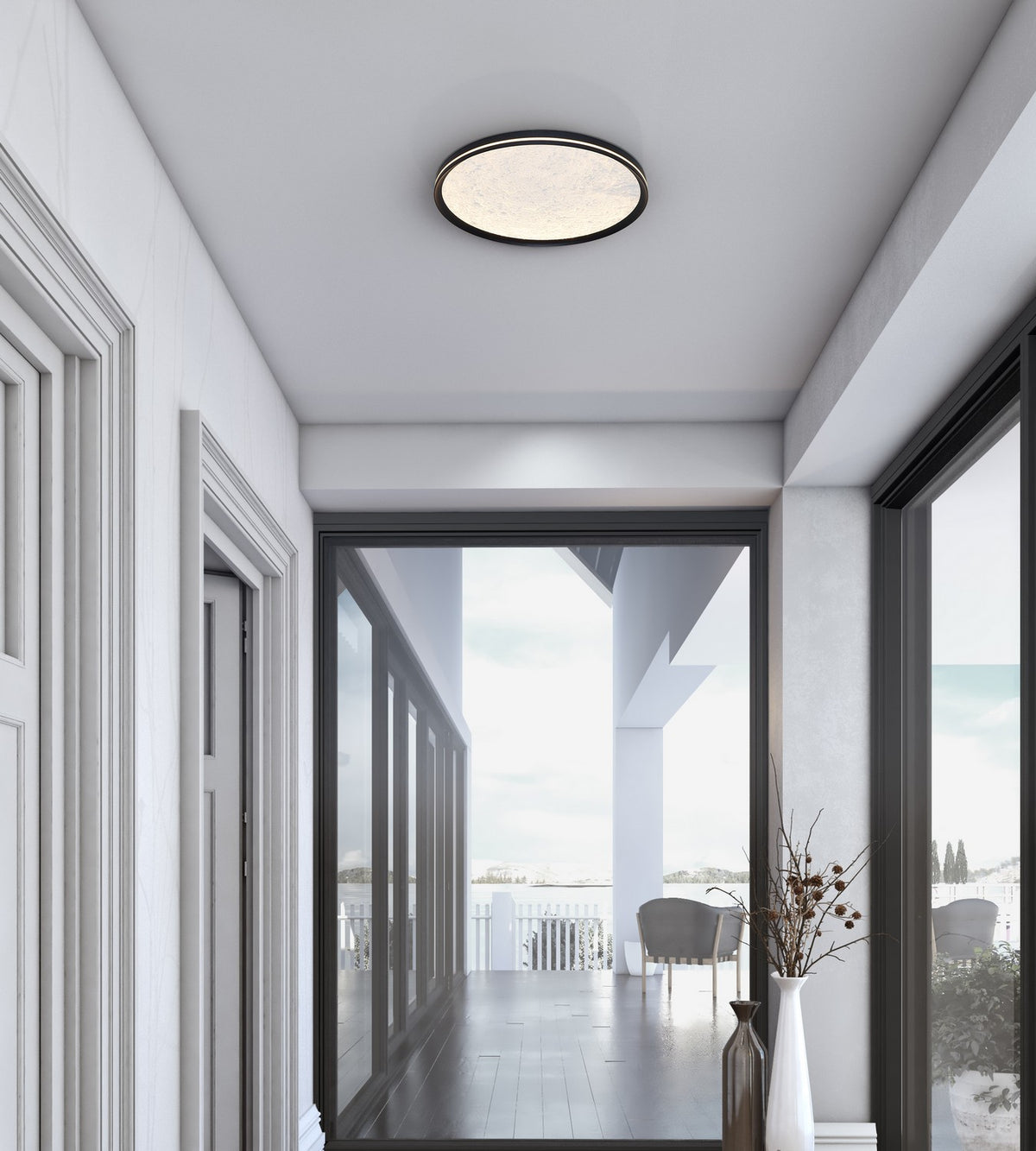 Artcraft - AC6873BK - LED Flush Mount - Luna - Black