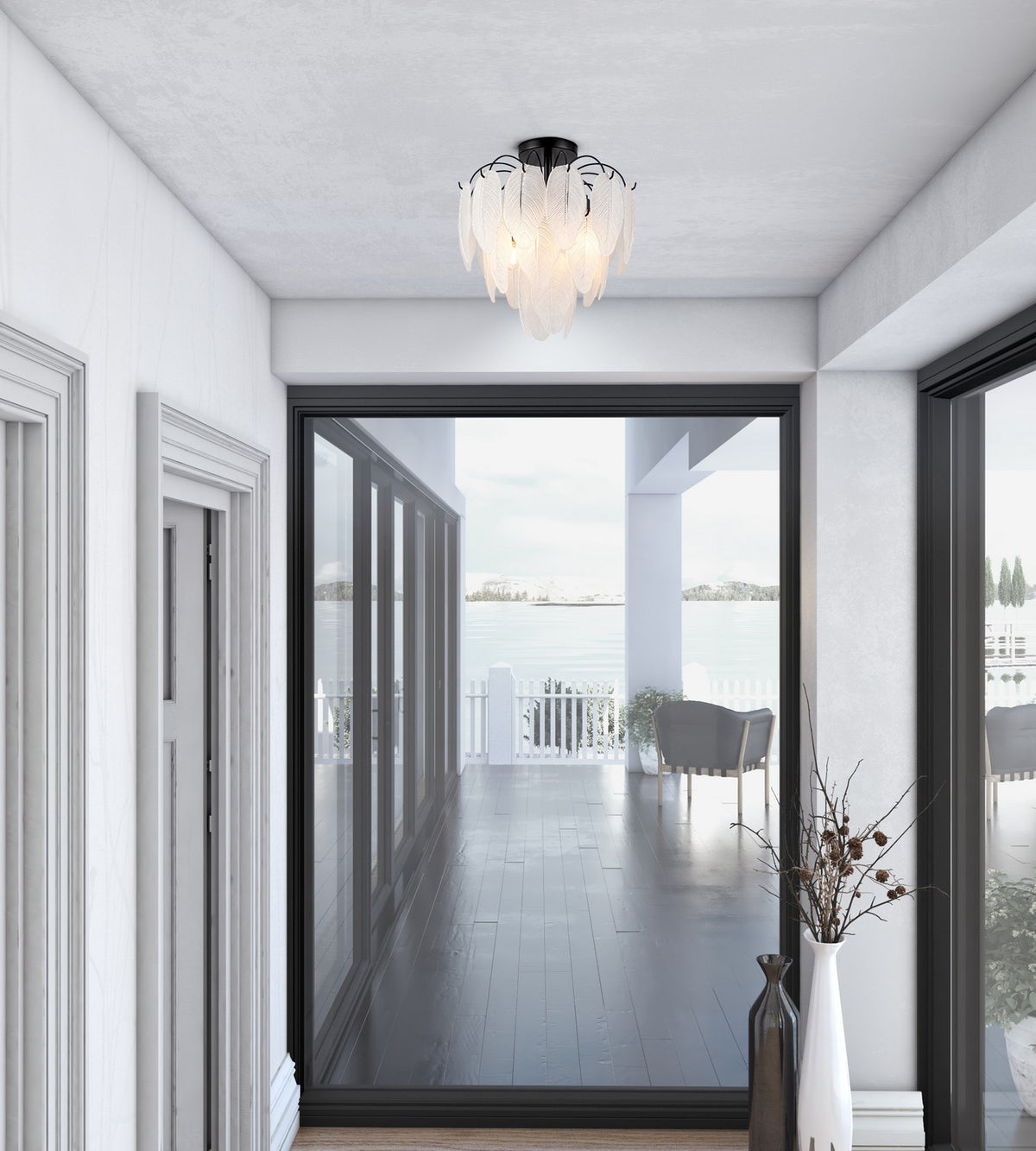 Artcraft - AC11785BK - Four Light Semi Flush Mount - Alessia - Black