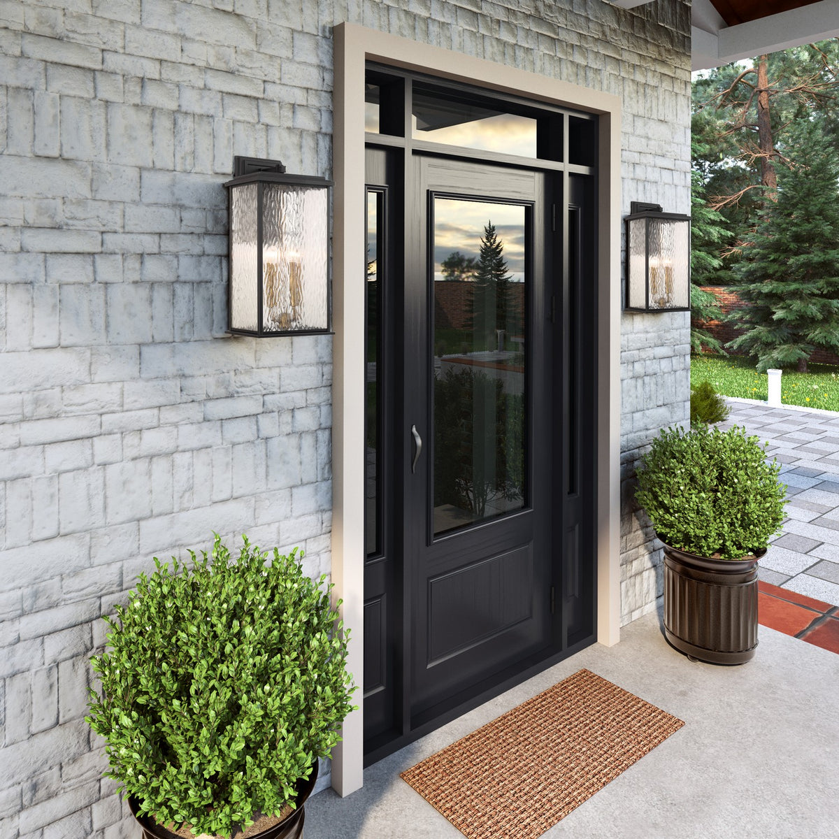 Artcraft - AC9274BK - Four Light Outdoor Wall Sconce - Estate - Black, Brass