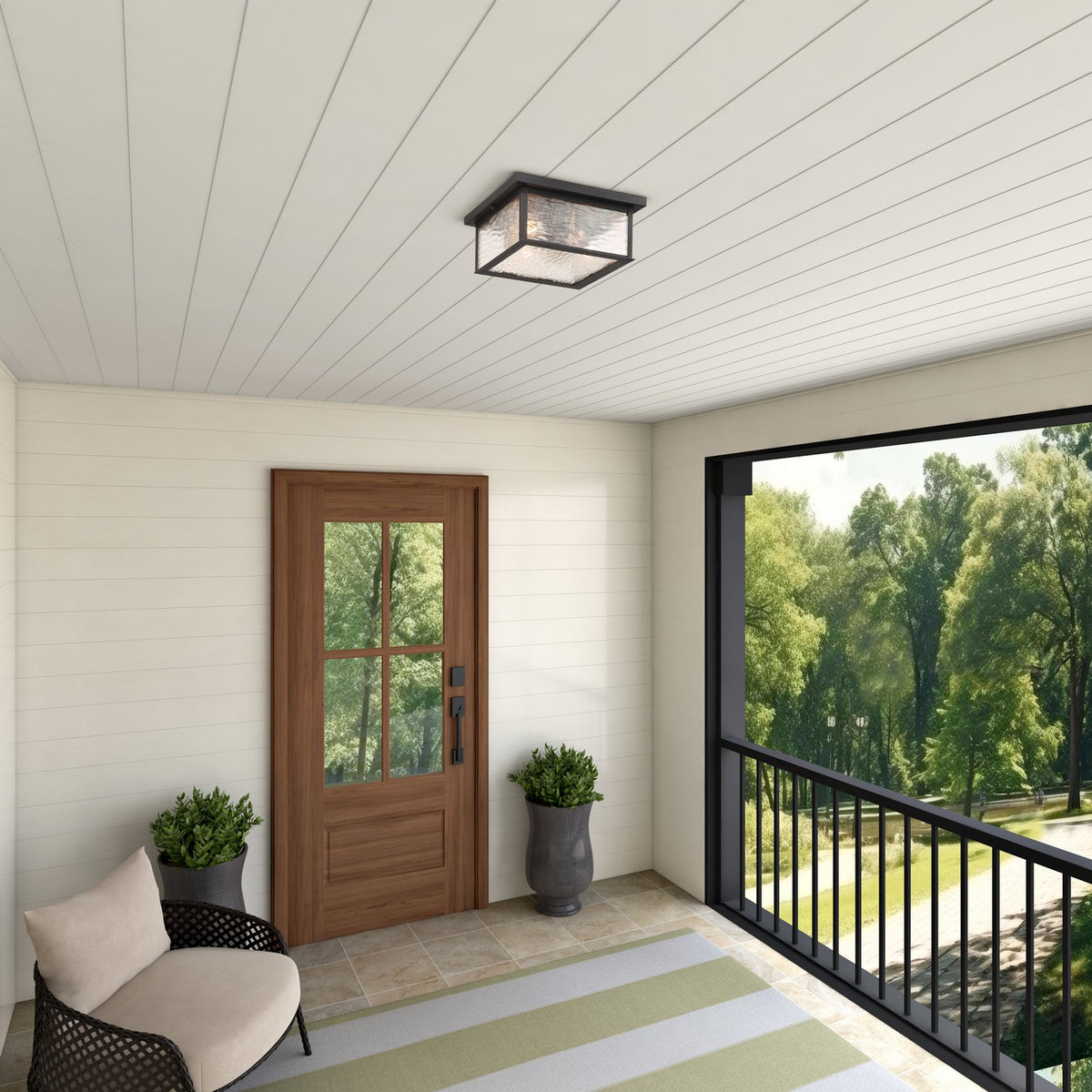 Artcraft - AC9276BK - Three Light Outdoor Flush Mount - Estate - Black, Brass