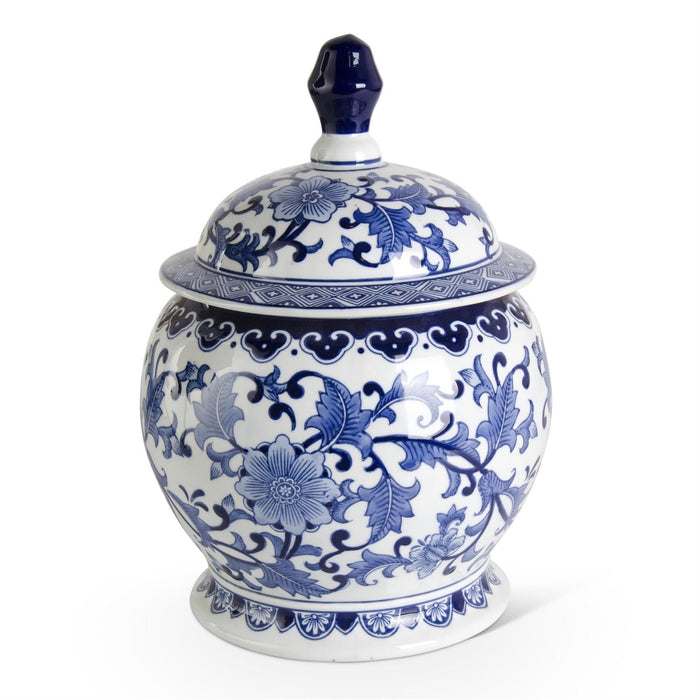 Design Shop 14.25 Inch Ceramic Royal Blue And White Lidded Ginger Jar