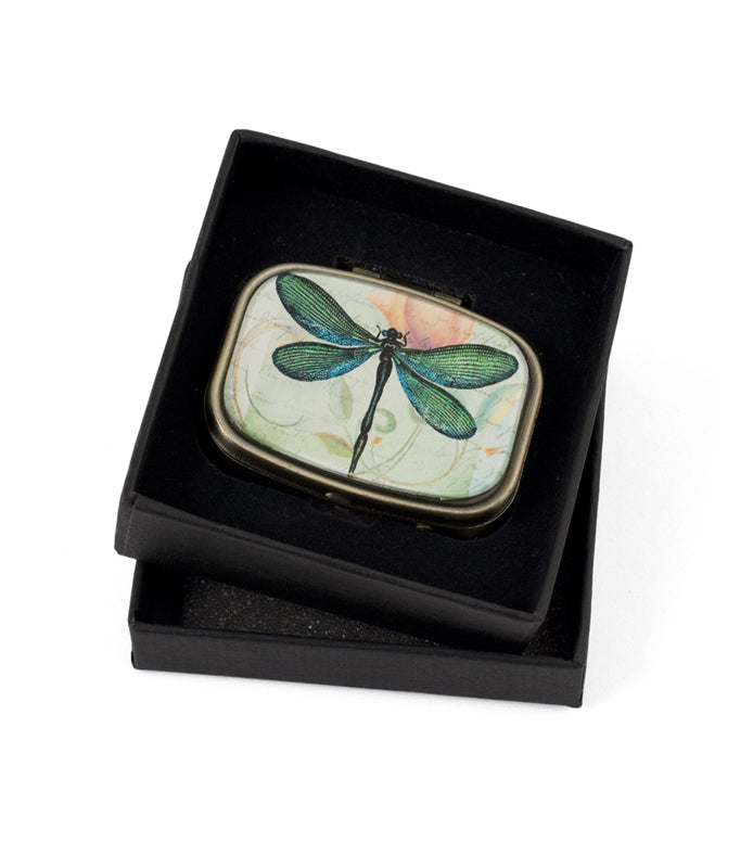 Green Dragonfly Print Pill Box