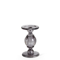 Design Shop Set of 3 Gray Transparent Glass Taper/Pillar Candleholders
