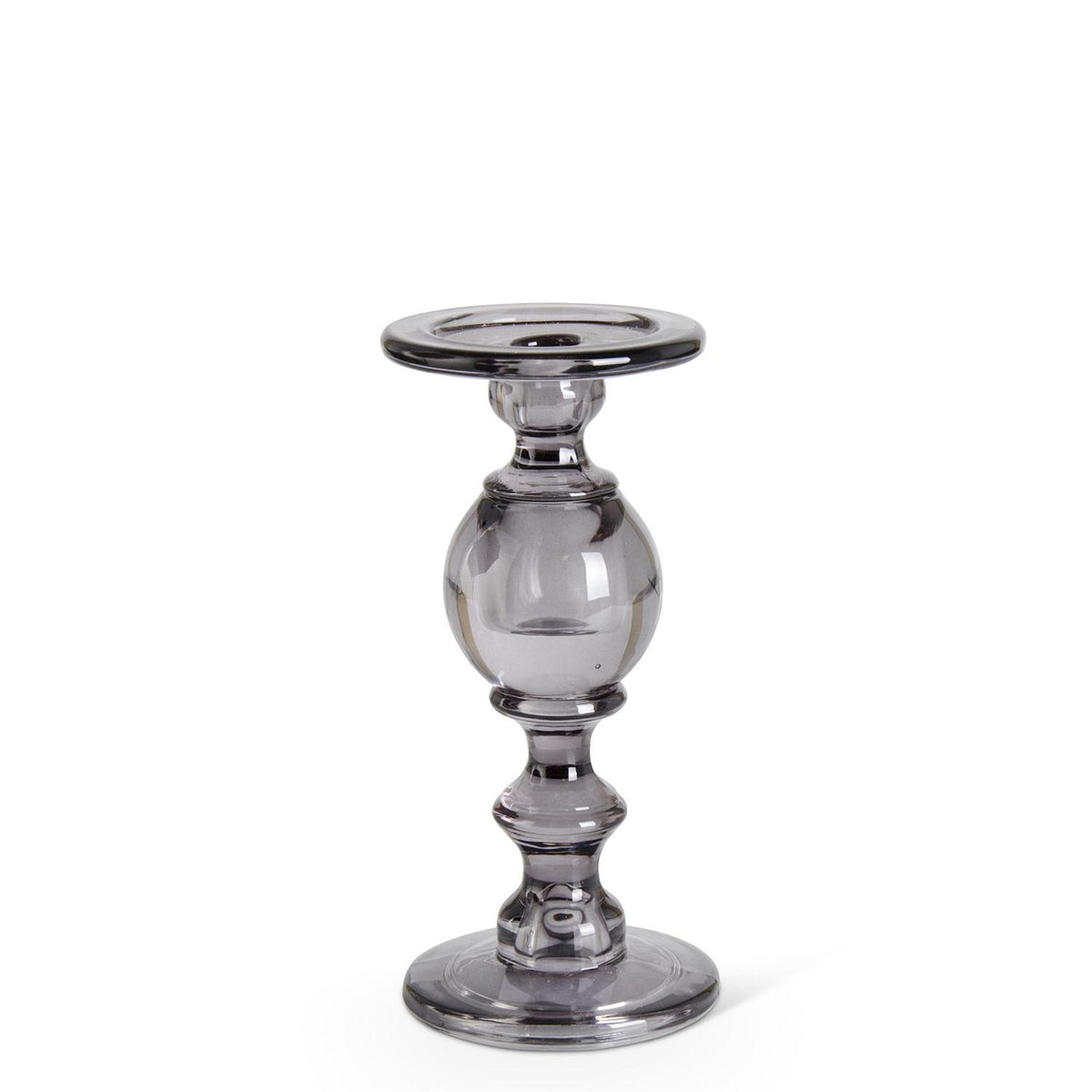Design Shop Set of 3 Gray Transparent Glass Taper/Pillar Candleholders
