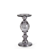 Design Shop Set of 3 Gray Transparent Glass Taper/Pillar Candleholders