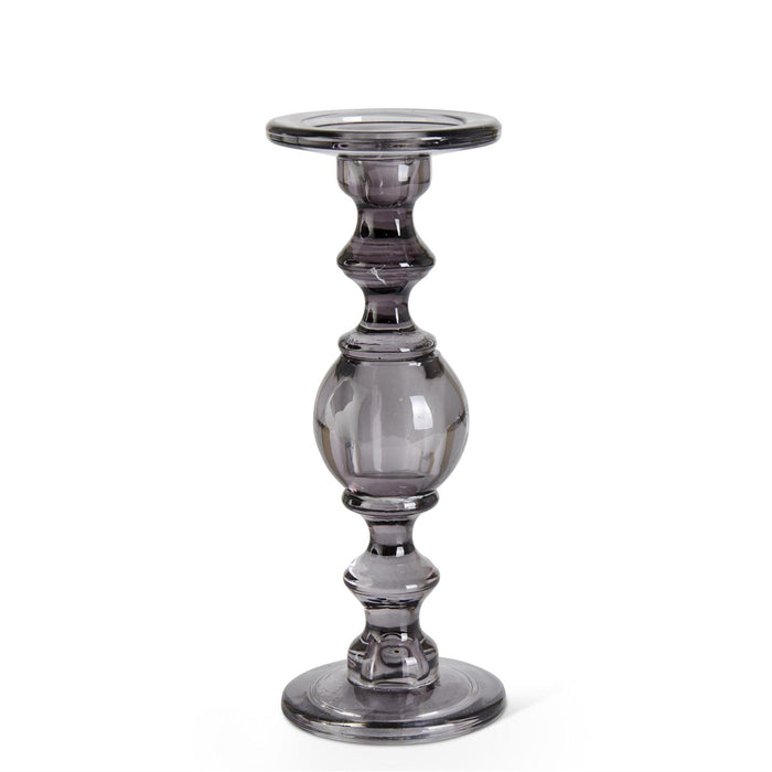 Design Shop Set of 3 Gray Transparent Glass Taper/Pillar Candleholders